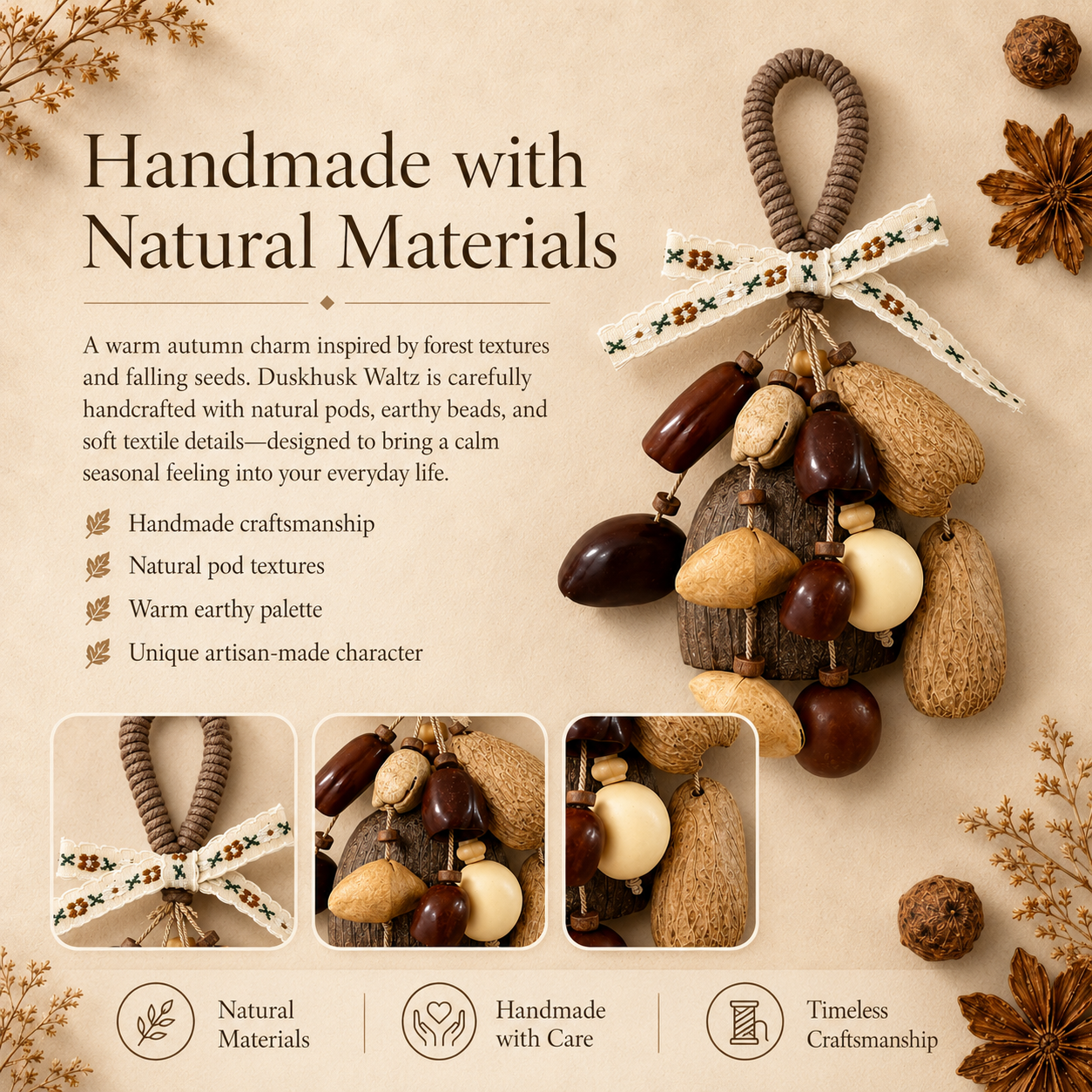 Autumn Pod Collection – Duskhusk Waltz Handmade Pod Wind Chime Charm