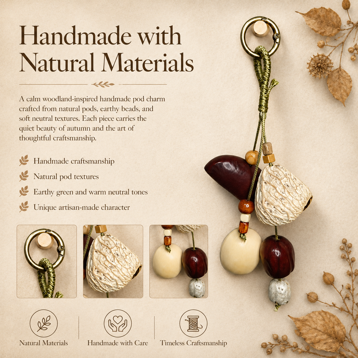 Autumn Pod Collection – Moss Talisman Handmade Pod Charm