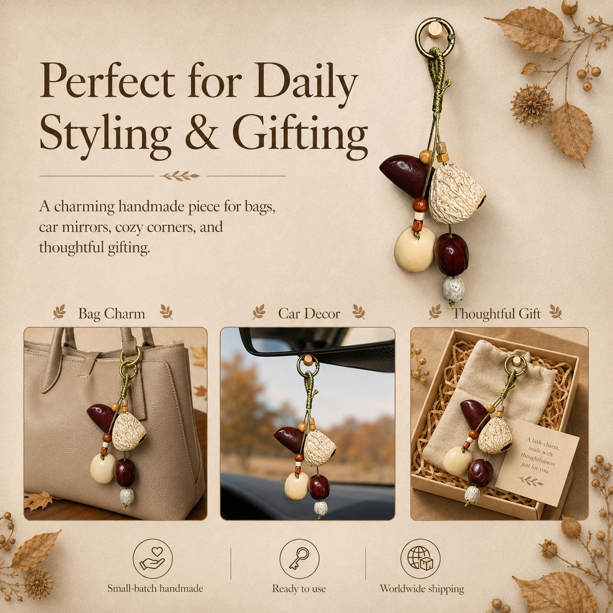 Autumn Pod Collection – Moss Talisman Handmade Pod Charm