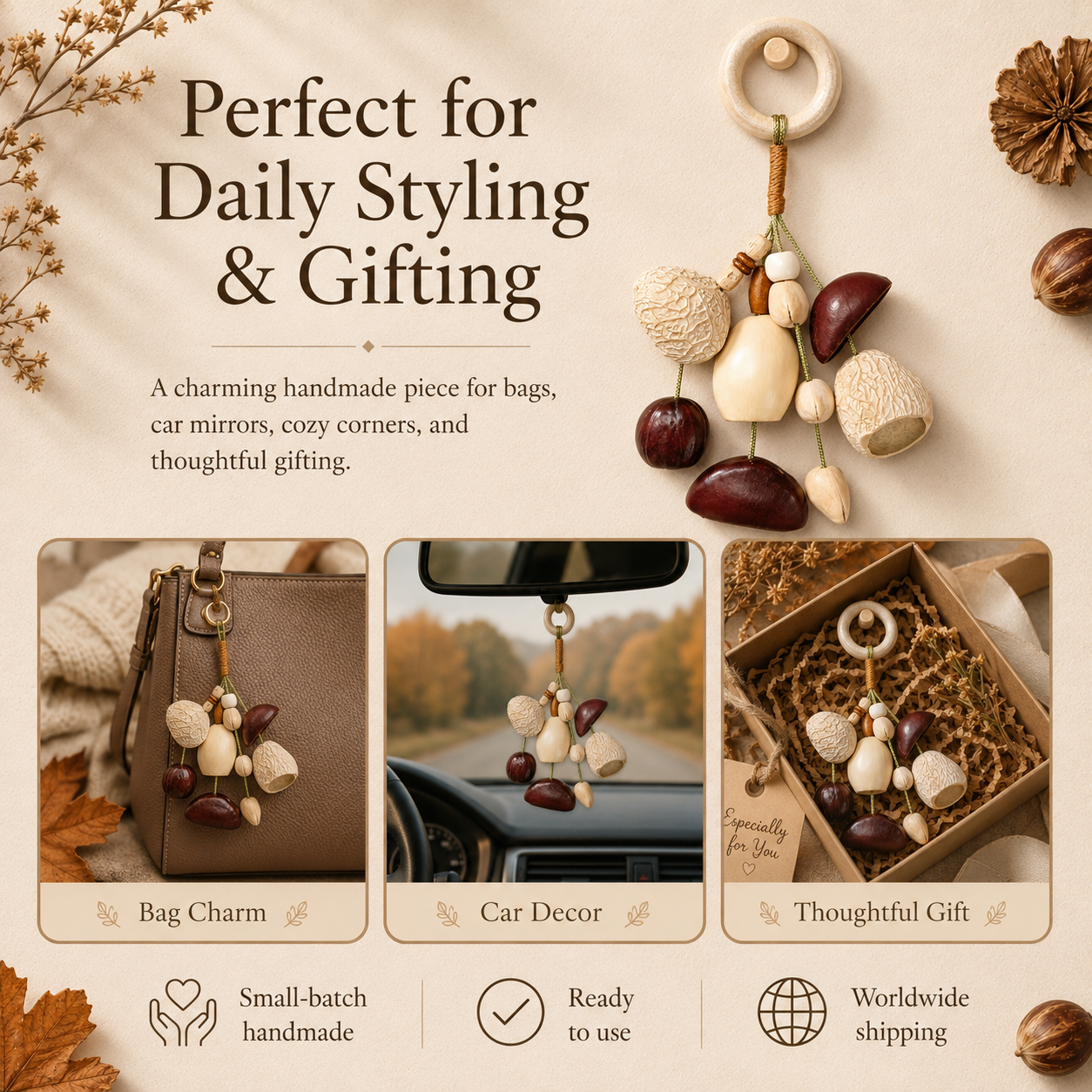 Autumn Pod Collection – Moonseed Charm Handmade Pod Keychain