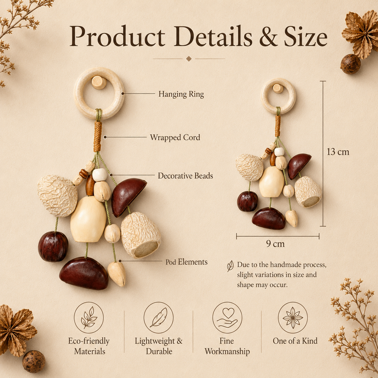 Autumn Pod Collection – Moonseed Charm Handmade Pod Keychain