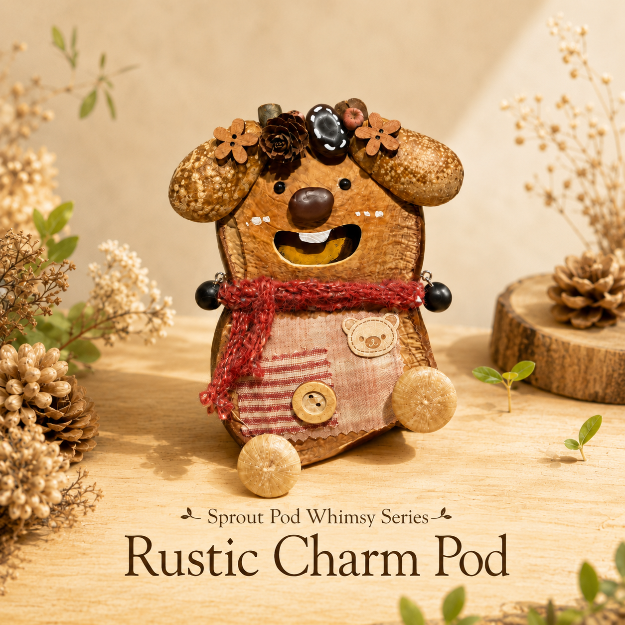 Sprout Pod Whimsy Series – Rustic Charm Pod Handmade Decorative Doll