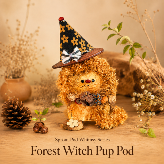 Sprout Pod Whimsy Series – Forest Witch Pup Pod Handmade Decorative Doll