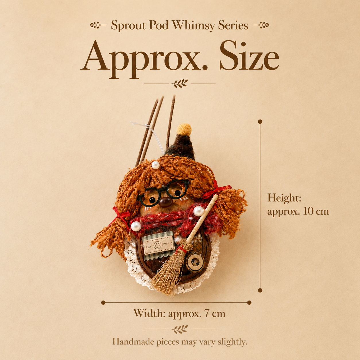 Sprout Pod Whimsy Series – Broom Witch Pod Handmade Decorative Doll