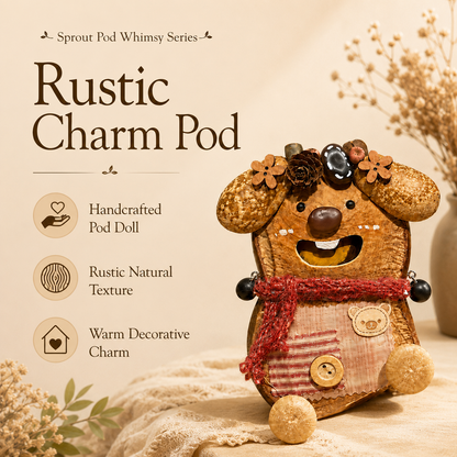 Sprout Pod Whimsy Series – Rustic Charm Pod Handmade Decorative Doll