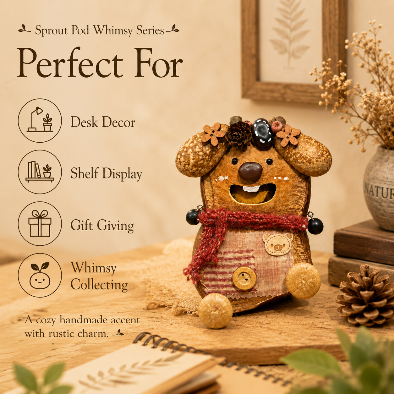 Sprout Pod Whimsy Series – Rustic Charm Pod Handmade Decorative Doll