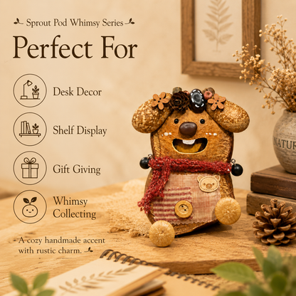 Sprout Pod Whimsy Series – Rustic Charm Pod Handmade Decorative Doll