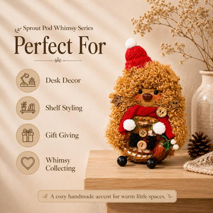 Sprout Pod Whimsy Series – Cozy Winter Lion Pod Handmade Decorative Doll