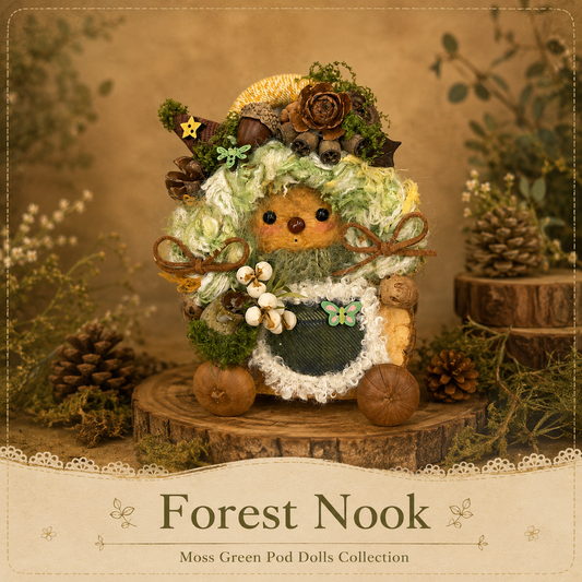 Moss Green Pod Dolls Collection – Forest Nook Handmade Decorative Doll