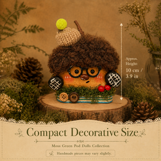 Moss Green Pod Dolls Collection – Vintage Scholar Pod Handmade Decorative Doll