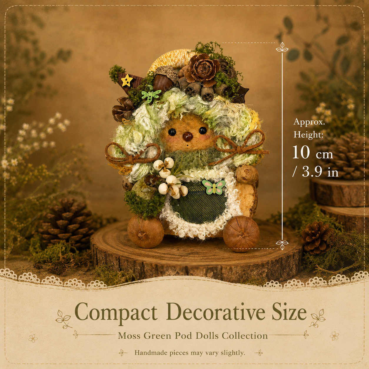 Moss Green Pod Dolls Collection – Forest Nook Handmade Decorative Doll