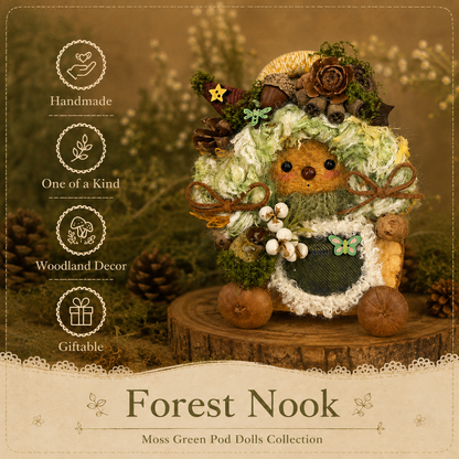 Moss Green Pod Dolls Collection – Forest Nook Handmade Decorative Doll