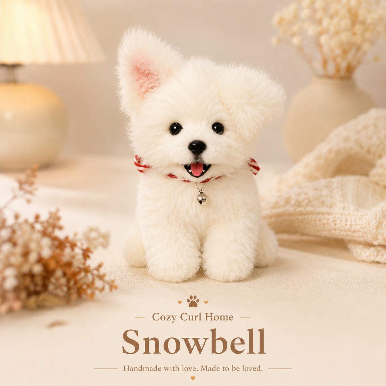 Cozy Curl Home – Snowbell Handmade Plush Puppy Doll