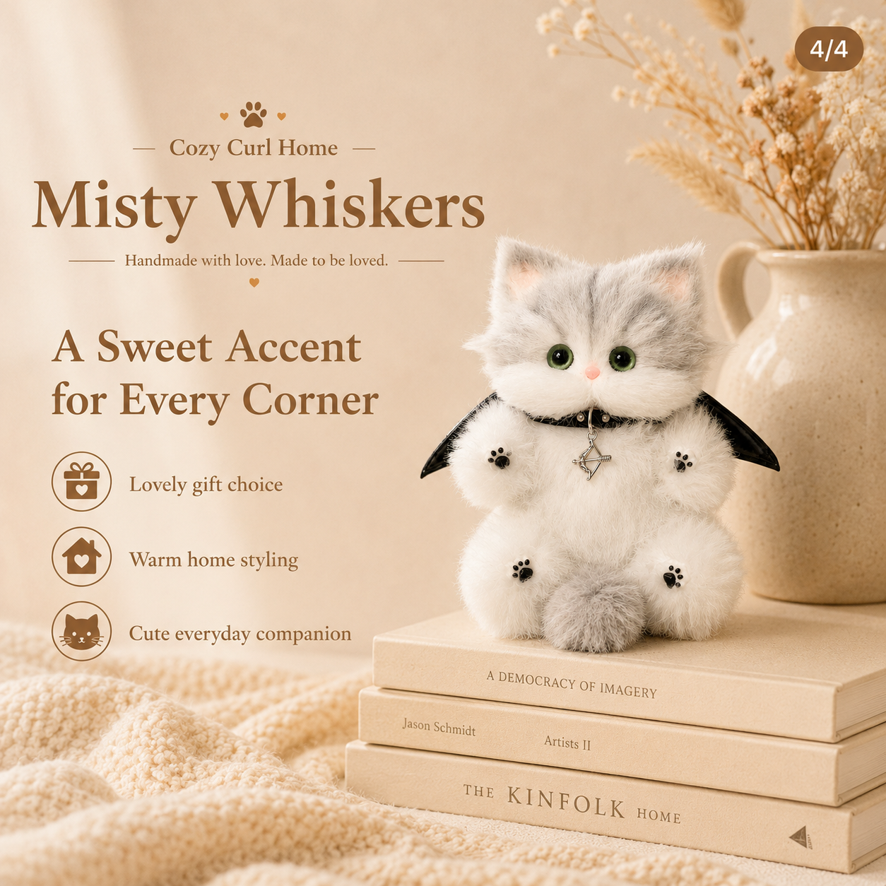 Cozy Curl Home – Misty Whiskers Handmade Plush Cat Doll