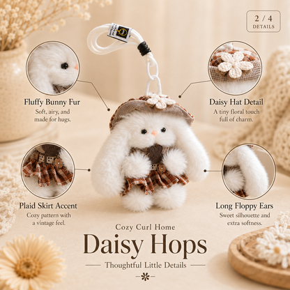 Cozy Curl Home – Daisy Hops Handmade Plush Bunny Bag Charm