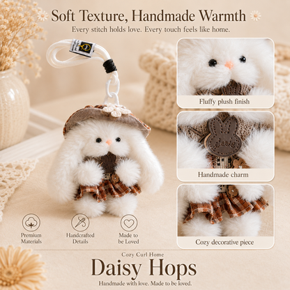 Cozy Curl Home – Daisy Hops Handmade Plush Bunny Bag Charm