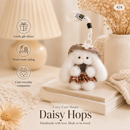Cozy Curl Home – Daisy Hops Handmade Plush Bunny Bag Charm