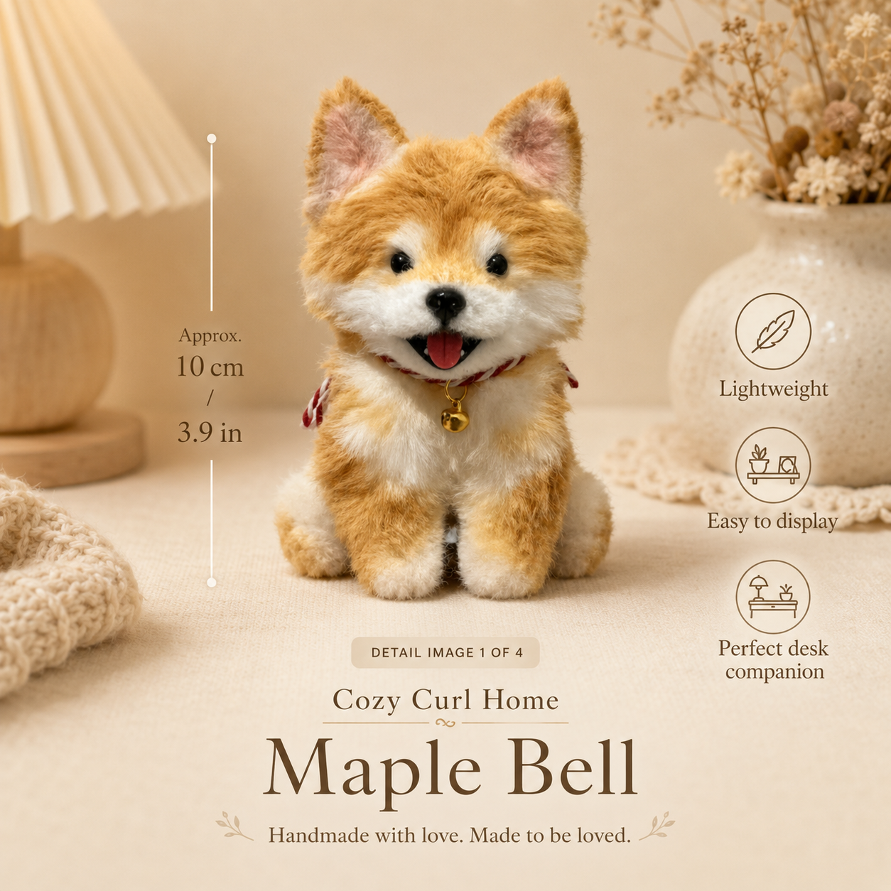 Cozy Curl Home – Maple Bell Handmade Plush Puppy Doll