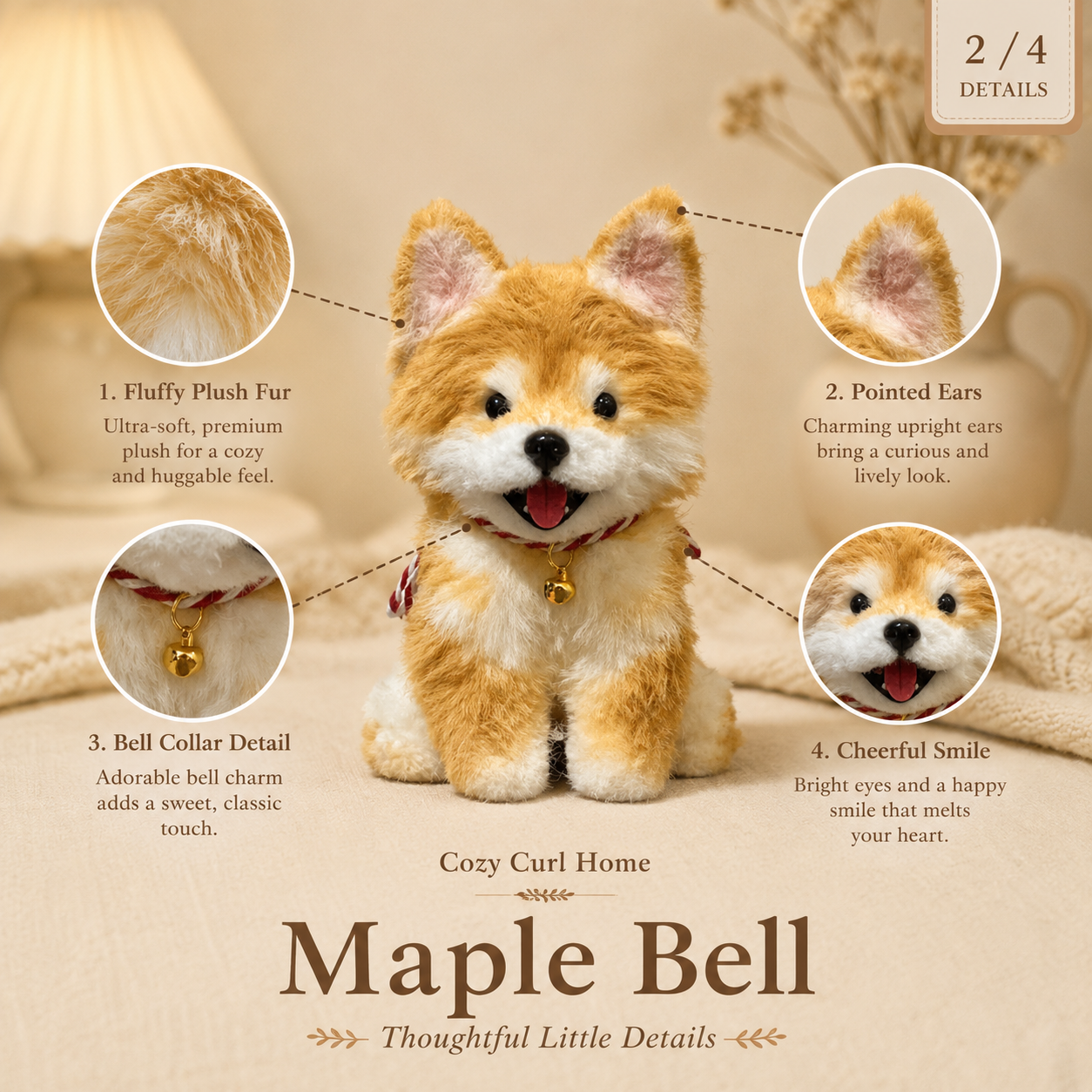 Cozy Curl Home – Maple Bell Handmade Plush Puppy Doll