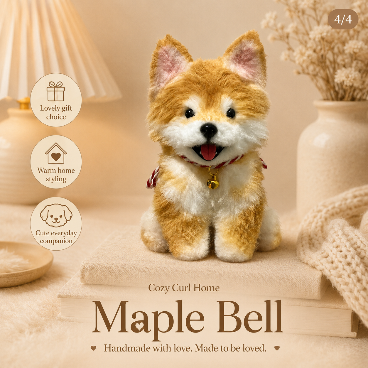 Cozy Curl Home – Maple Bell Handmade Plush Puppy Doll