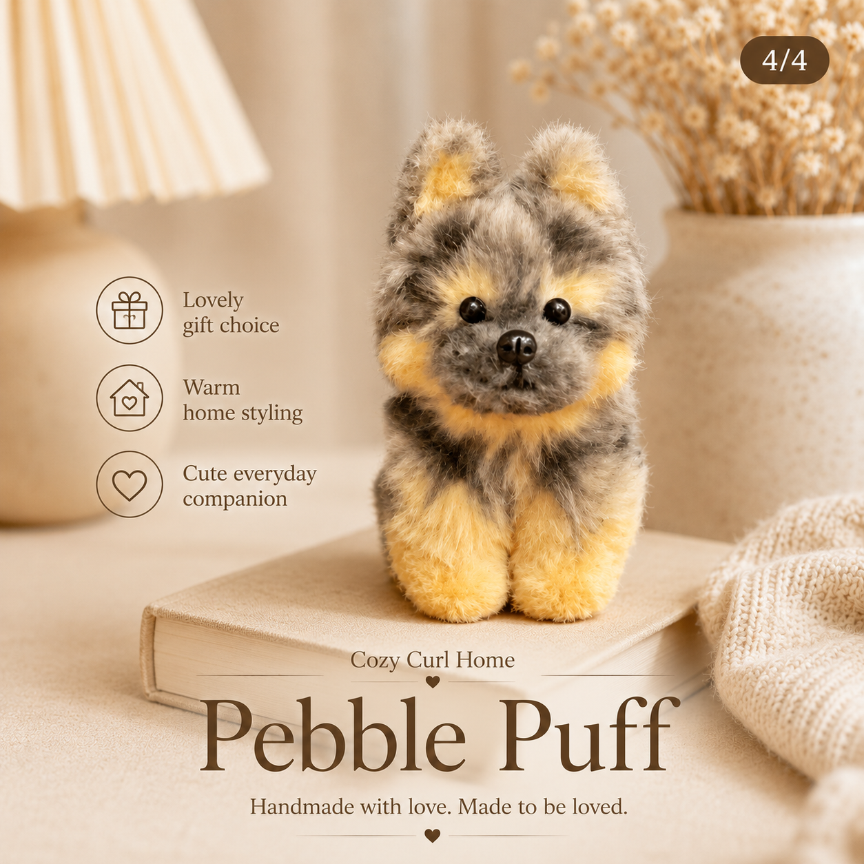Cozy Curl Home – Pebble Puff Handmade Fluffy Puppy Plush