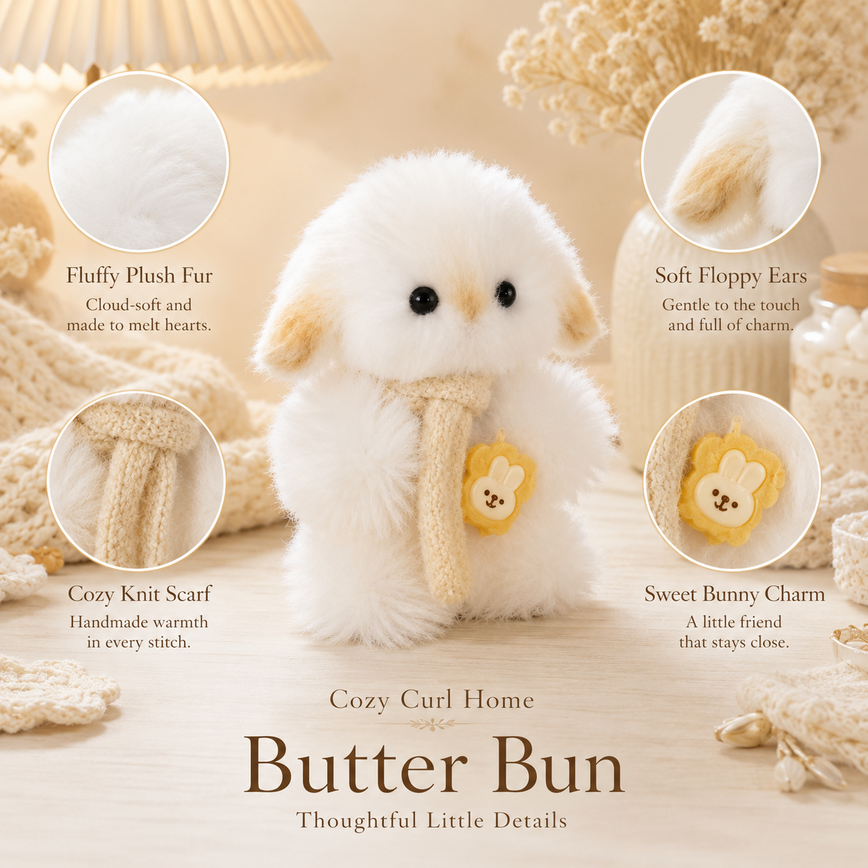 Cozy Curl Home – Butter Bun Handmade Plush Bunny Doll