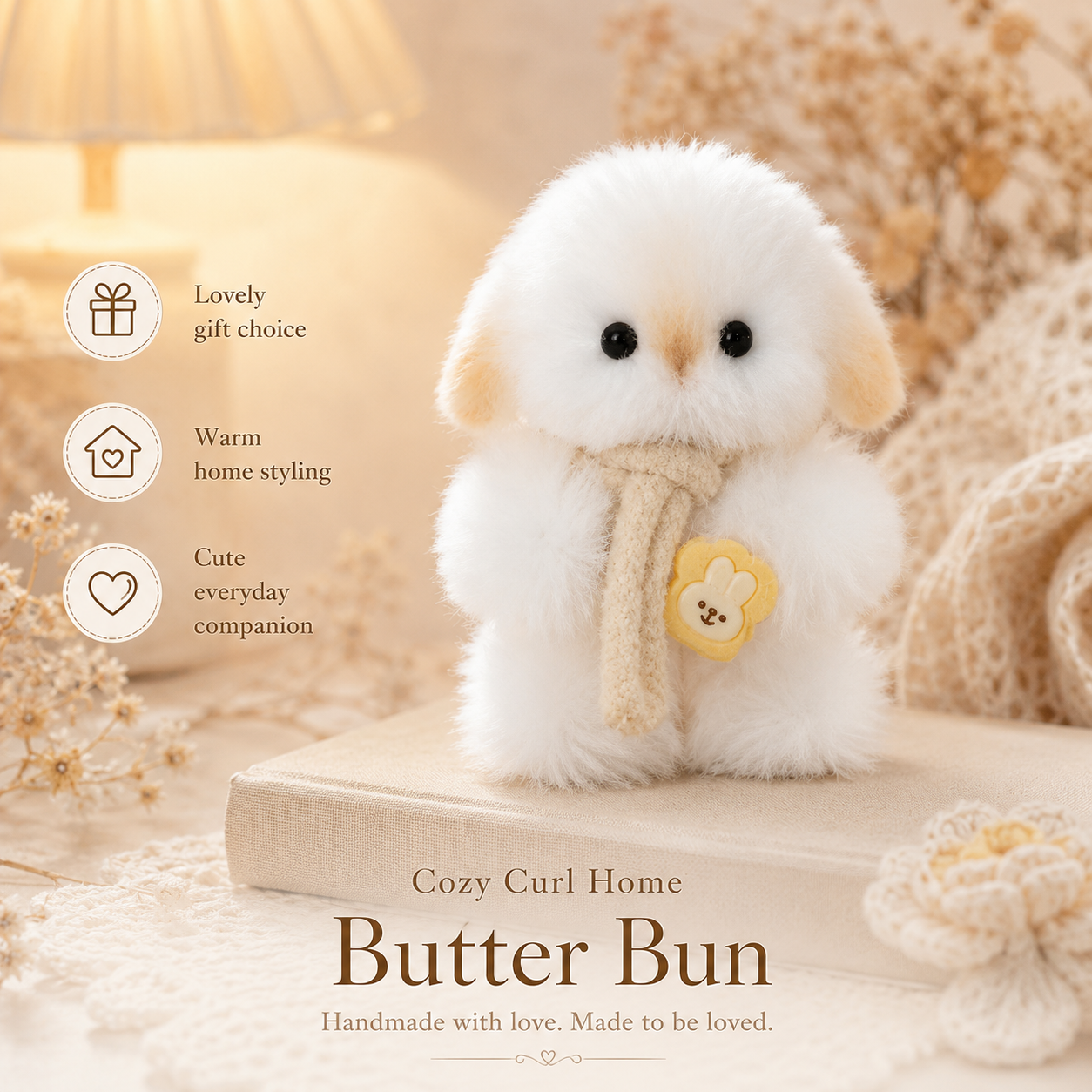 Cozy Curl Home – Butter Bun Handmade Plush Bunny Doll