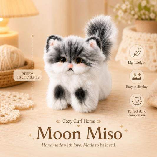 Cozy Curl Home – Moon Miso  Handmade Fluffy Cat Plush