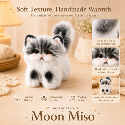 Cozy Curl Home – Moon Miso  Handmade Fluffy Cat Plush