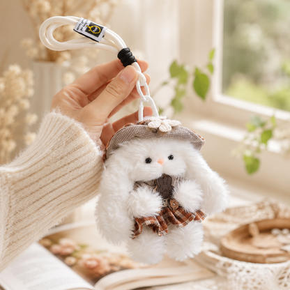 Handmade Fluffy Bunny Plush Bag Charm Keychain Gift