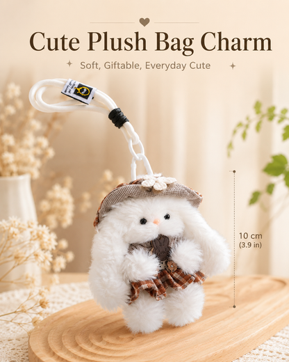 Handmade Fluffy Bunny Plush Bag Charm Keychain Gift