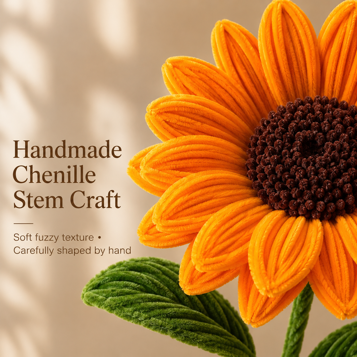Handmade Chenille Stem Sunflower Bouquet – 100cm Orange Chenille Stems Flower Gift for Home Decor & Special Occasions