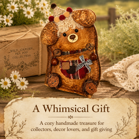 Wild Garden Pea Pod Collection – Bramble Toffee Handmade Woodland Bear Charm