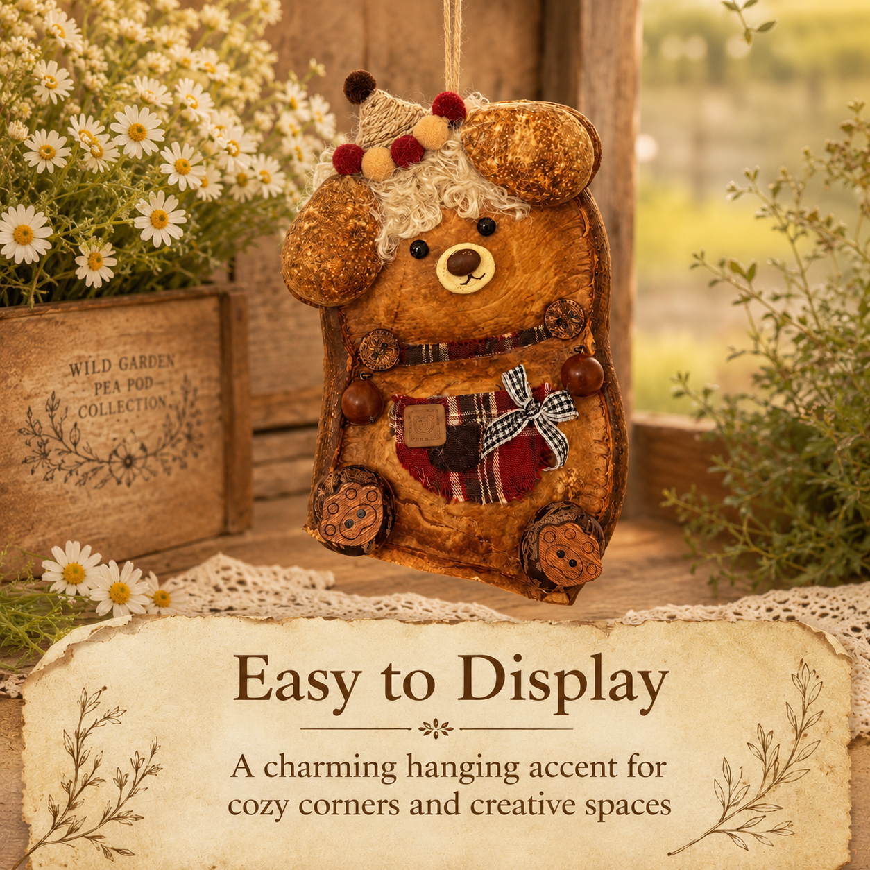 Wild Garden Pea Pod Collection – Bramble Toffee Handmade Woodland Bear Charm