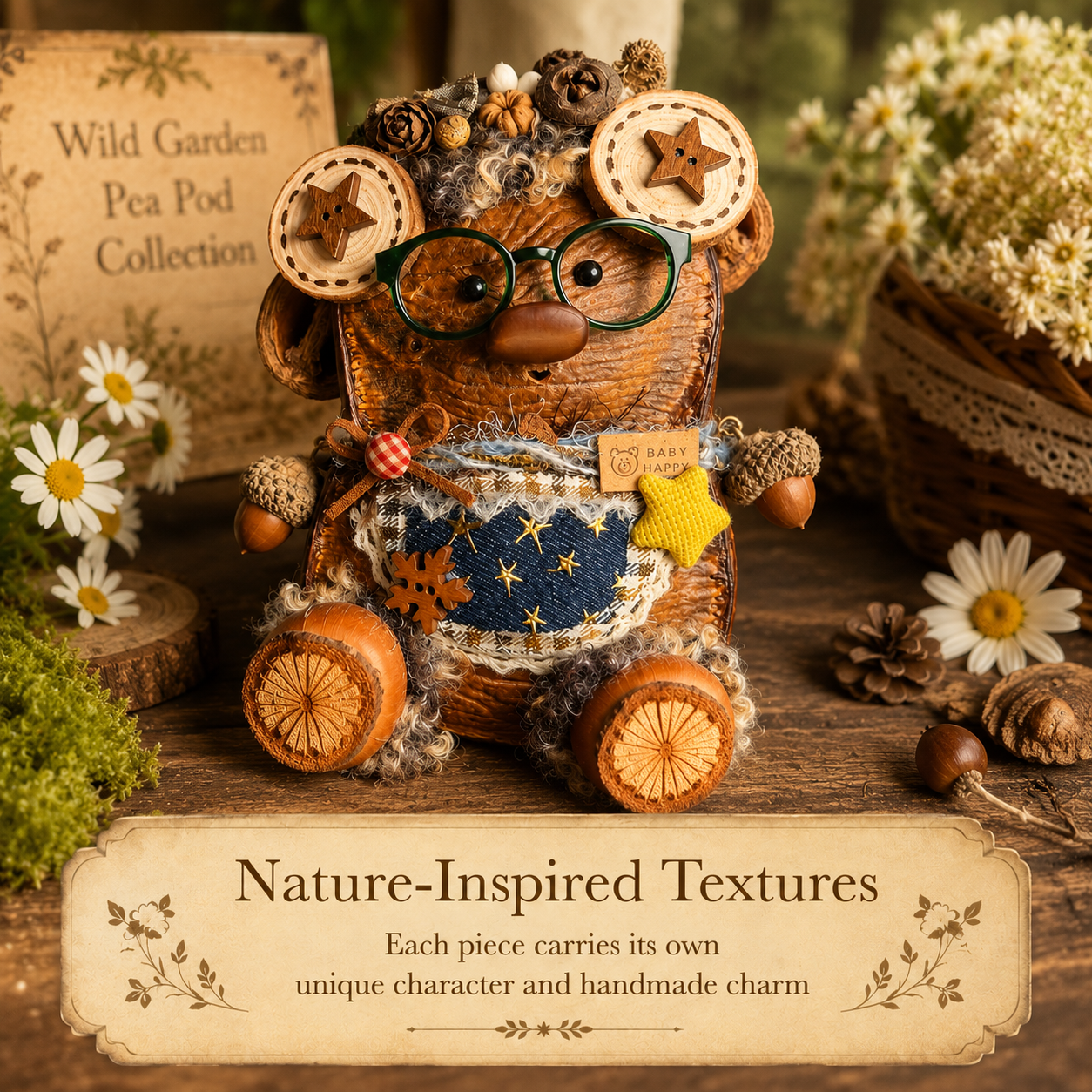 Wild Garden Pea Pod Collection – Pecan Whimsy Handmade Woodland Pod Charm