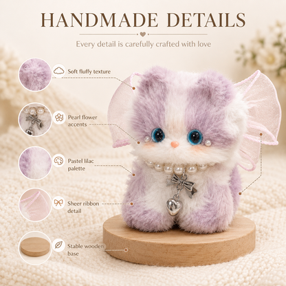 Cozy Curl Home Lilac Glowlet – Handmade Chenille Cat Decor