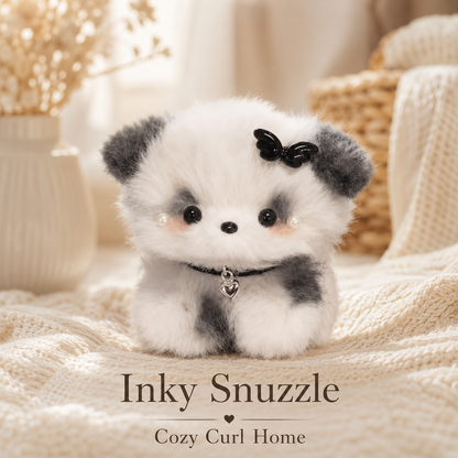Cozy Curl Home Inky Snuzzle – Handmade Chenille Puppy Decor