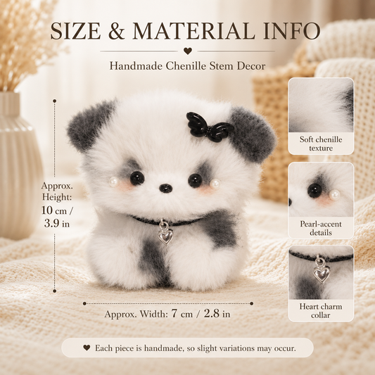Cozy Curl Home Inky Snuzzle – Handmade Chenille Puppy Decor