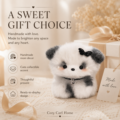 Cozy Curl Home Inky Snuzzle – Handmade Chenille Puppy Decor