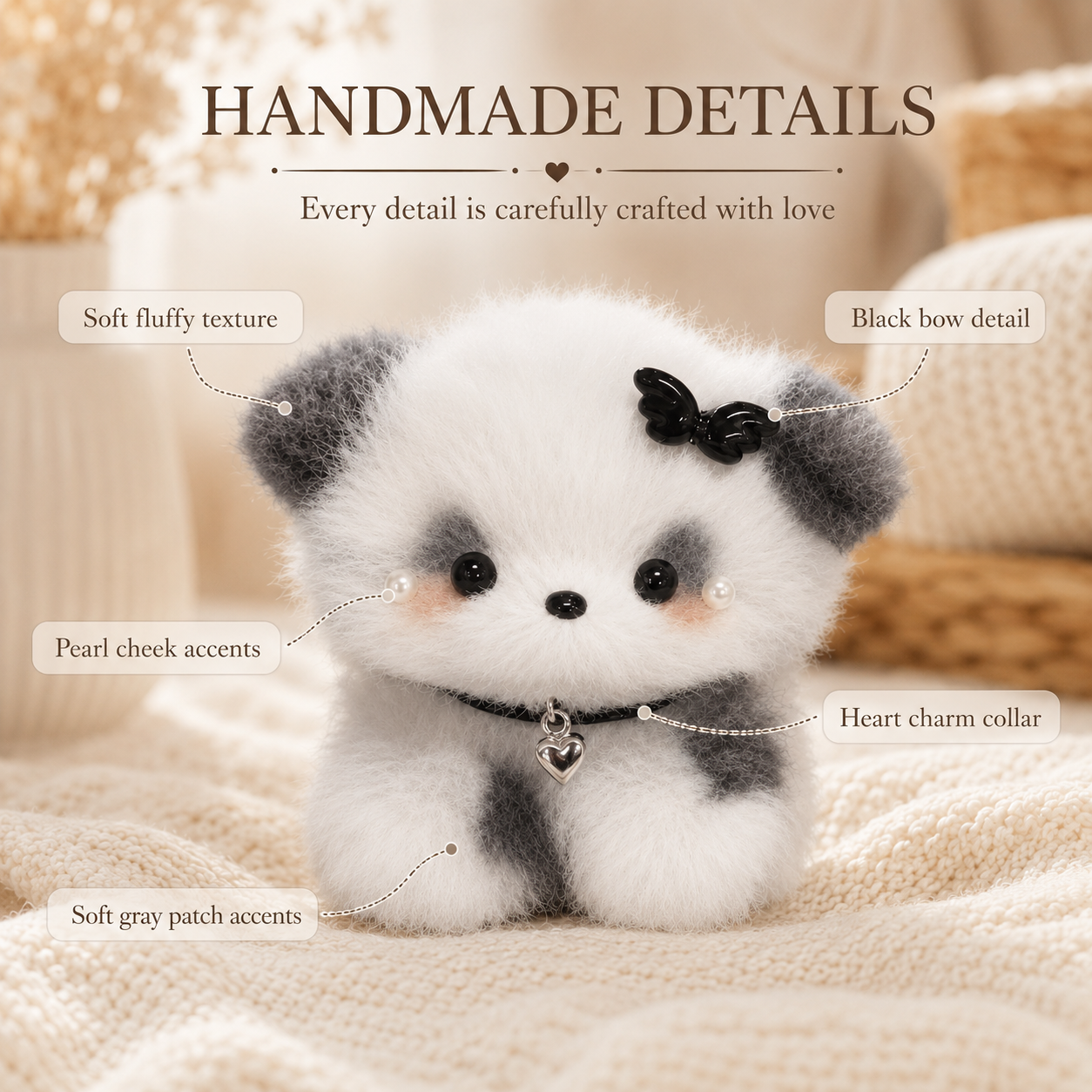Cozy Curl Home Inky Snuzzle – Handmade Chenille Puppy Decor