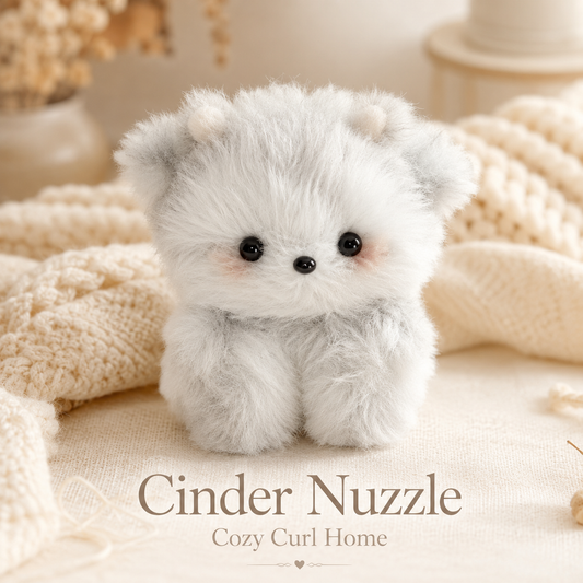 Cozy Curl Home Cinder Nuzzle – Handmade Chenille Fluffy Animal Decor