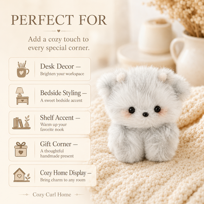 Cozy Curl Home Cinder Nuzzle – Handmade Chenille Fluffy Animal Decor