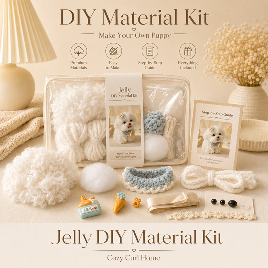 Cozy Curl Home – DIY Puppy Material Kit | Make Your Own Handmade Chenille Dog (4 Styles Available)