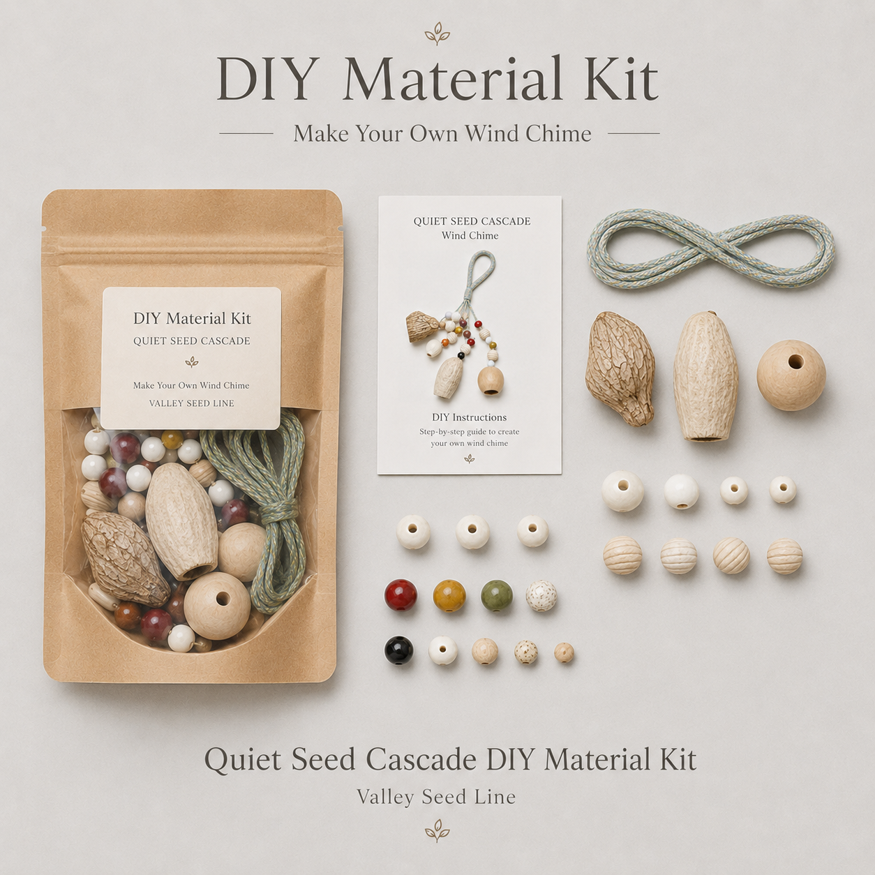 Valley Seed Line – DIY Natural Pod Wind Chime Kit | Make Your Own Hanging Chime, 3 Styles Available