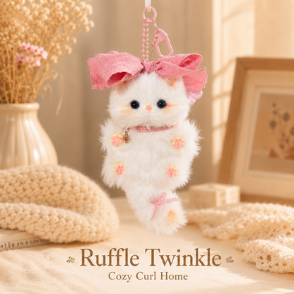 Handmade Chenille Cat Doll Keychain – Cute Plush Bag Charm Gift
