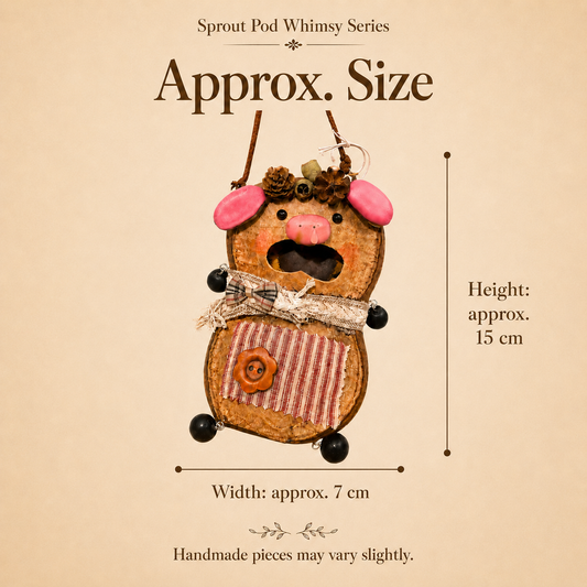 Sprout Pod Whimsy Series – Pink Ear Piglet Pod Handmade Hanging Doll