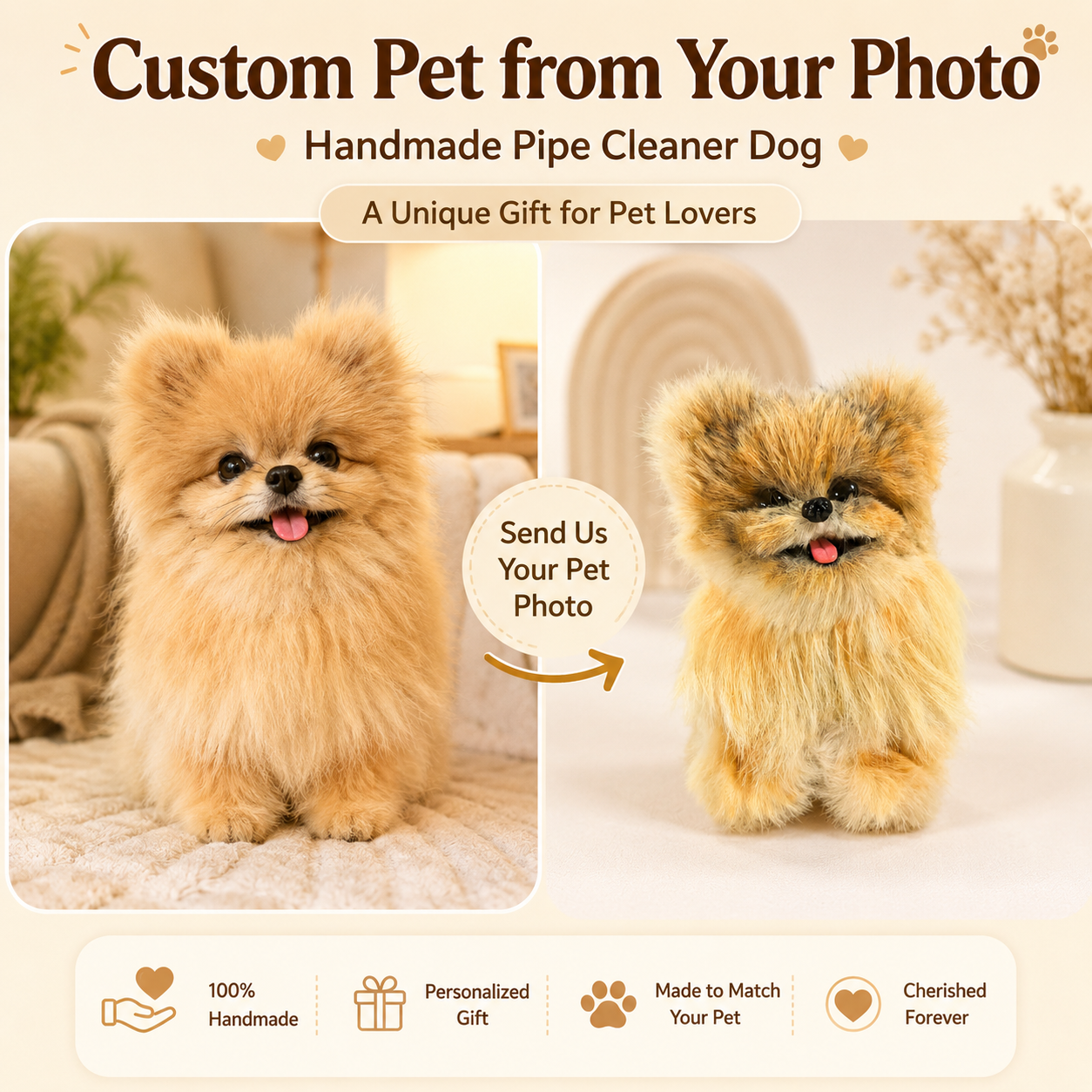 Custom Handmade Pipe Cleaner Pet – Personalized Dog & Cat Keepsake Gift