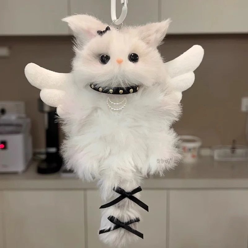 Handmade Fluffy Cat Bag Charm – Cute Angel, Devil & Holiday Styles