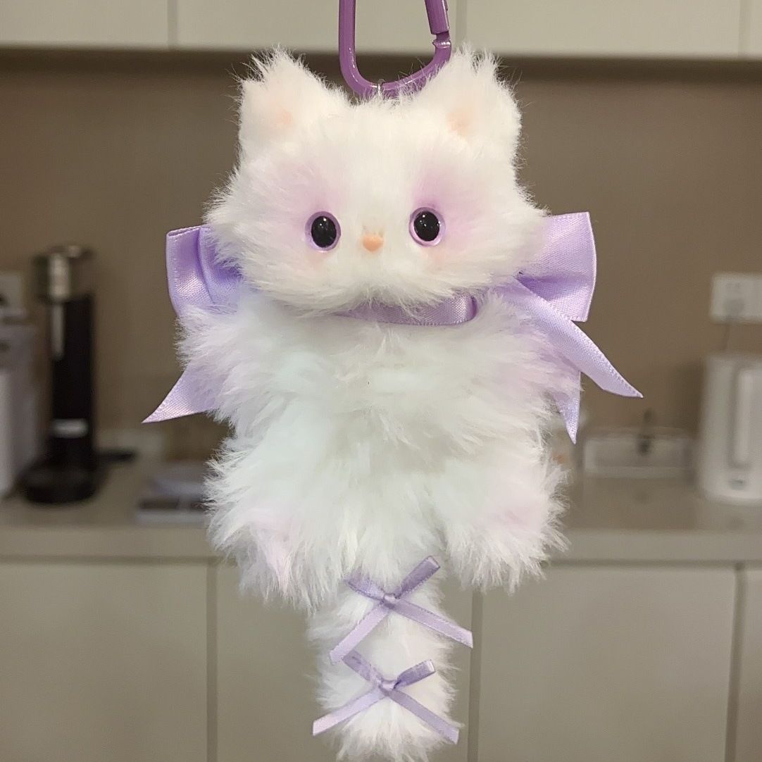 Handmade Fluffy Cat Bag Charm – Cute Angel, Devil & Holiday Styles