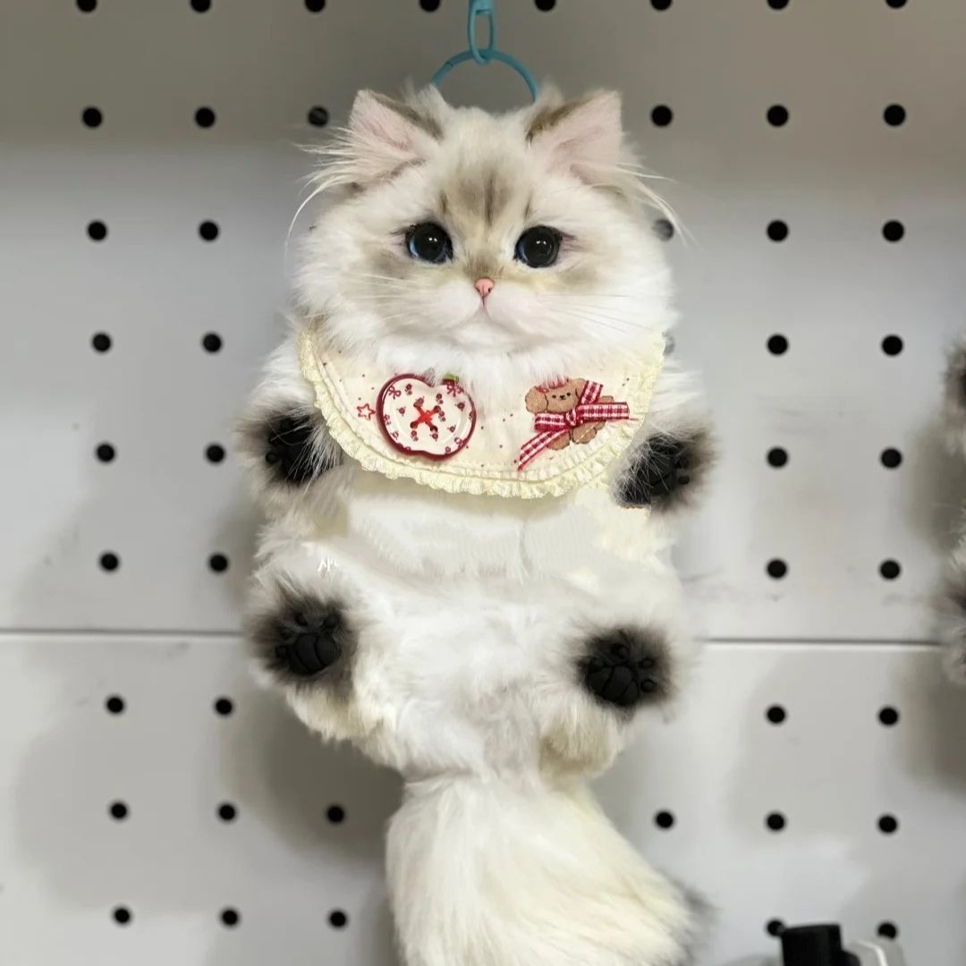 Handmade Chenille Cat Charm Collection – Finished Cat Bag Charm & Keychain Gift
